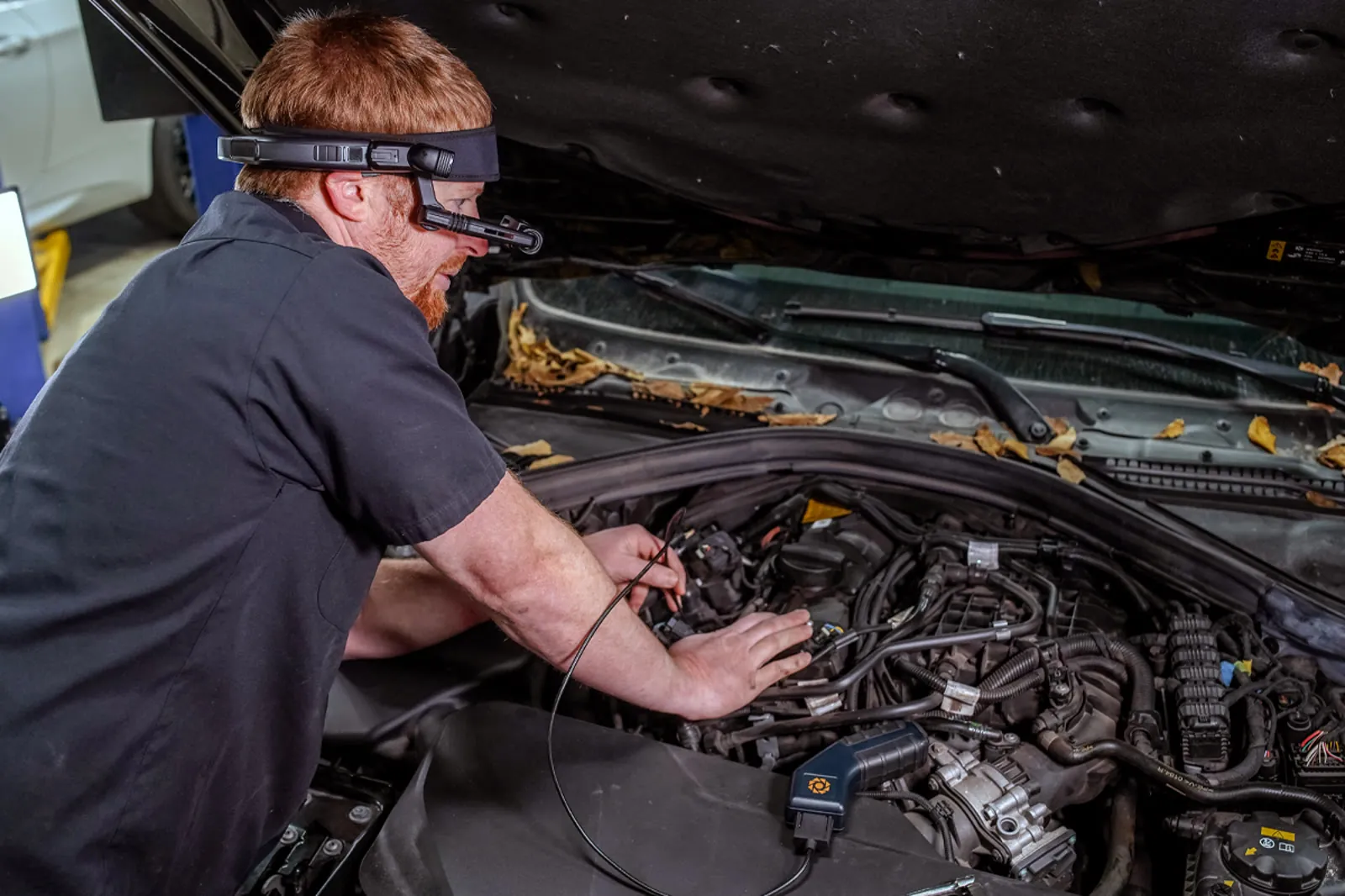 Technician capturing hands-free field video