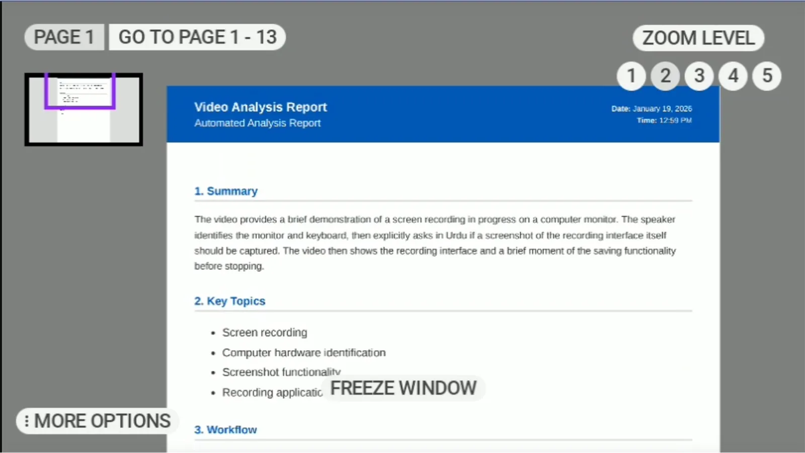 Video Analysis report viewed through RealWear